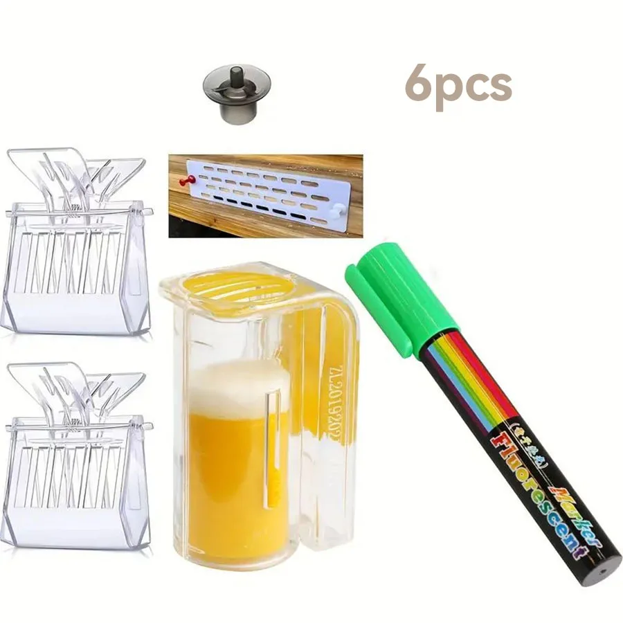 Plastic Queen Bee Marking Kit with Bottles, Marking Pens, Beekeeping Supplies, 6 Pcs