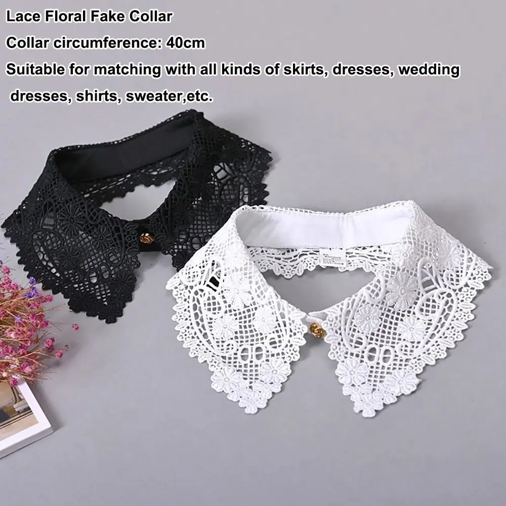 New Lace Floral Fake Collar Detachable Black White Decoration Collar False Collar