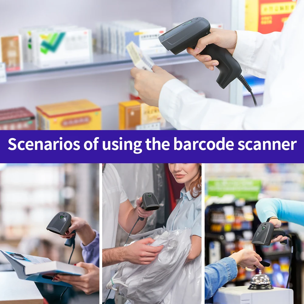 GTCODESTAR  Laser Barcode Scanner 1D 2D USB Wired QR Code Reader Handheld Barcode Reader CMOS bar Code Scanner for Supermarket