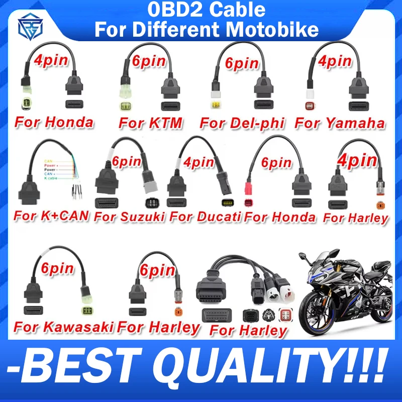 

Разъем OBD2 для мотоцикла для YAMAHA 3 4pin для Harley HONDA 4 6pin K + CAN кабель для автомобиля грузовика Moto OBD 2 Удлинительный кабель