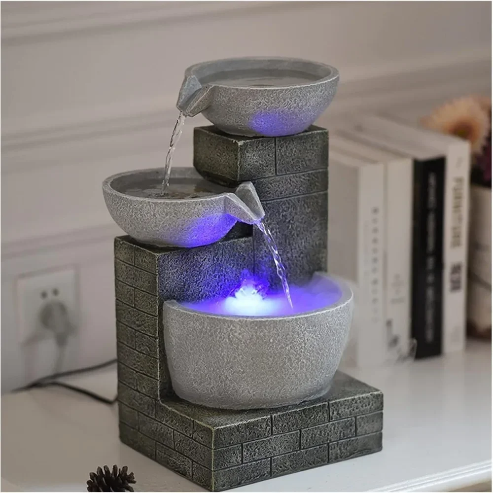 

Tabletop Water Fountain Desktop Fountain Small Leisure Waterfall Fountain 3 Tier Indoor Water Feature for Office Home Desk