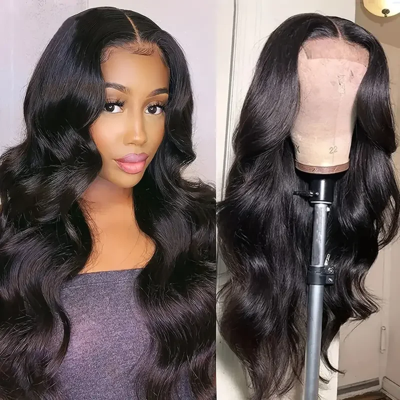 4x4 Transparent Lace Closure Human Hair Wigs Cranberry Hair Brazilian Human Hair Body Wave 4x4 Lace Closure Wig 180% Density