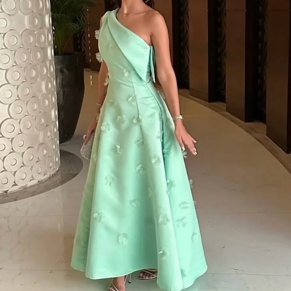 

High Quality A-Line Ankle Length Strapless Jersey Sleeveless Appliques Pleats Evening Dress Classic Photo Color فساتين سهرة