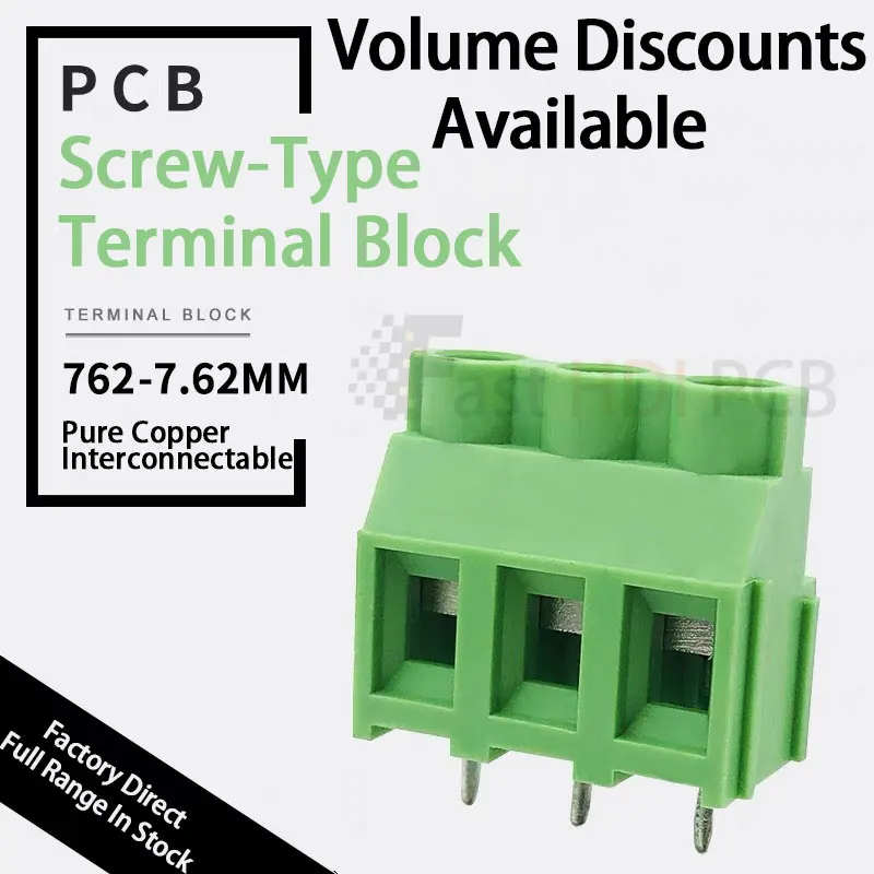 762-7.62mm 高電流ネジ式端子台 - 30A/300V/積み重ね可能2P/3P構成/0.2-4mm²線/ニッケルメッキ銅