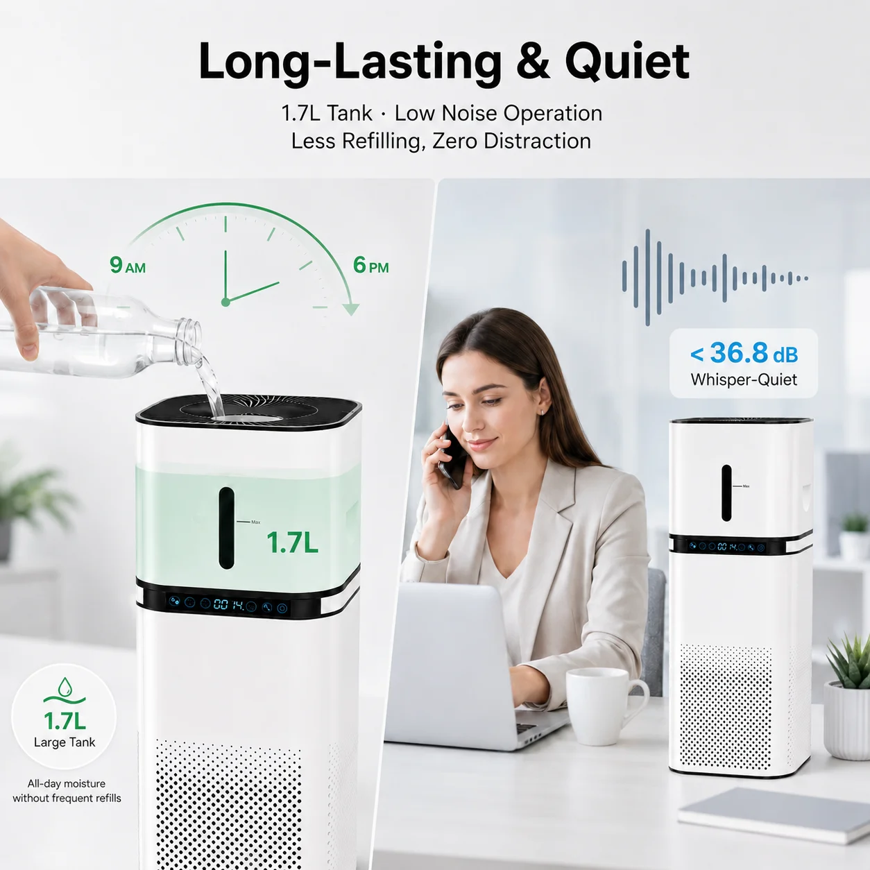 H11 Grade HEPA Filter Air Purifier & Humidifier Combo with 217 M/h CADR Quiet Operation Timer App-Controlled Touch Control