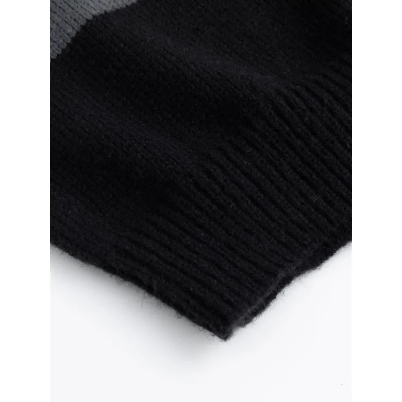 الخريف والشتاء الرجال مخطط مقنعين سترة أزياء عارضة زر التباين سميكة سترة أعلى