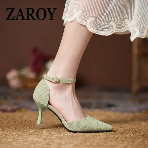【Outlet Clearance】Small Size 31-43 Women's Shoes New High Heels Women Hollow Thin Heel Summer Green Sandals