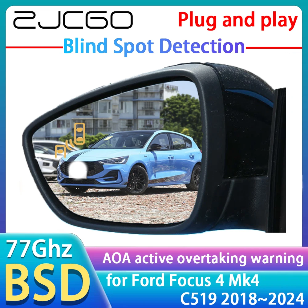 ZJCGO 77GHz Radar Detector BSD Blind Spot Detection Alert Mirror Assistance Accessories For Ford Focus 4 Mk4 C519 2018~2024