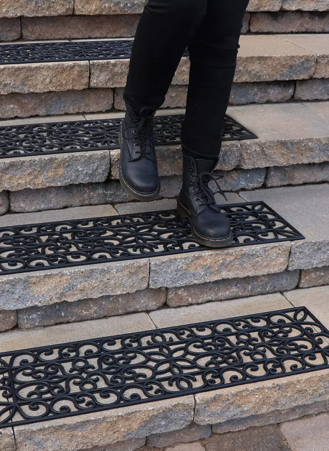 

Non-Slip Rubber Stair Treads 35"x10" (5-Pack) – Anti-Slip Step Mat for Indoor & Outdoor Use
