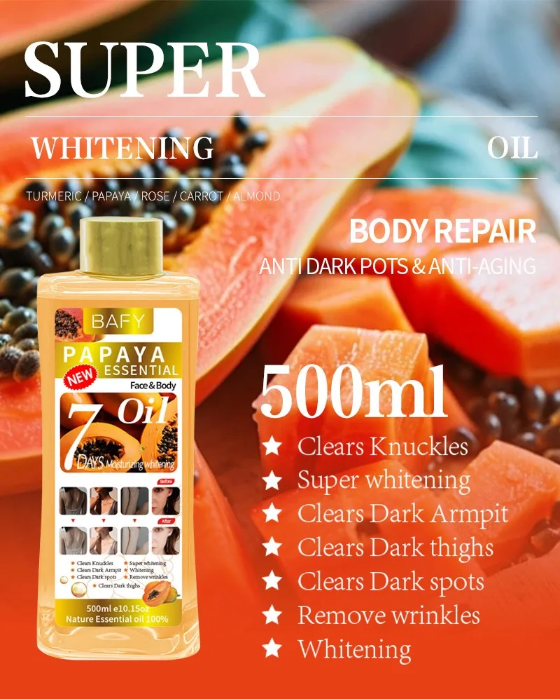 500 مللي/1000 مللي إصلاح وتفتيح 7 أيام، زيت أساسي لتدليك الجسم على الوجه مع 6 روائح مرطبة للعناية بالبشرة