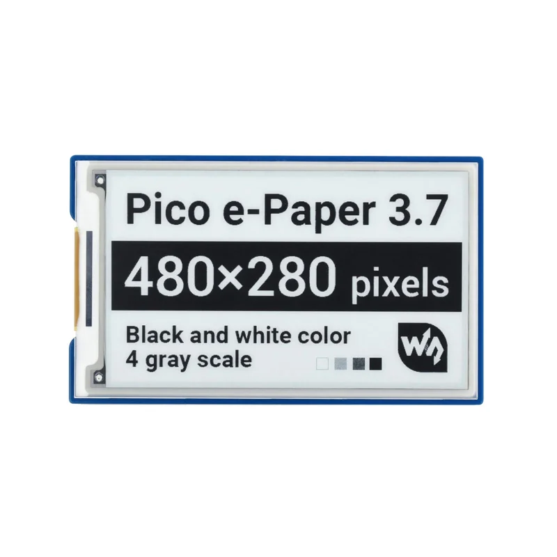 Waveshare 3.7inch E-Paper E-Ink Display Module For Raspberry Pi Pico, 480×280 Pixels, Black / White, SPI Interface