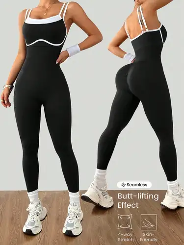 Imagen 1 del producto Body de Yoga para Fitness de secado rápido para mujer, Top de Yoga cómodo de una pieza para deportes al aire libre ajustado para uso activo