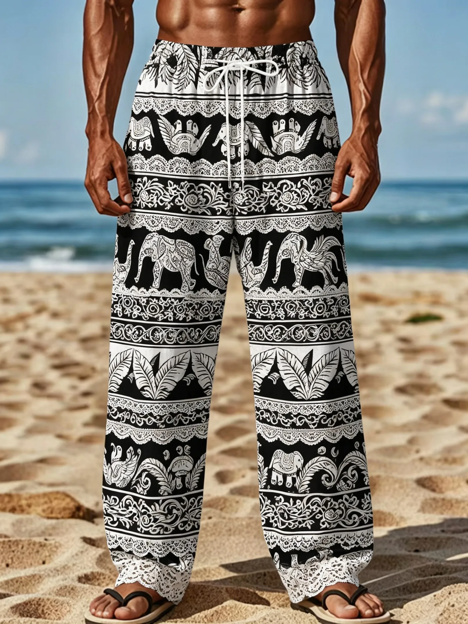 Pantalones con cordón para hom - Ethnic Outfit reseña y precio