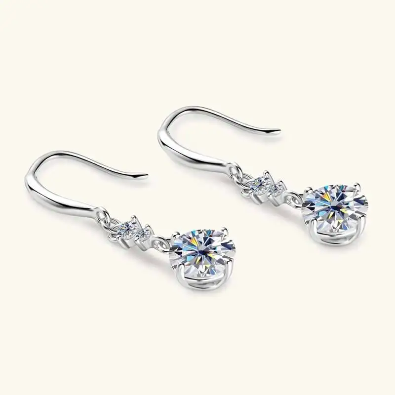 TY D Farbe Moissanit Ohrringe für Frauen 925er Sterlingsilber vergoldet Weißgold Minimalistischer funkelnder Ohrring Hypoallergen Party – Detail 6