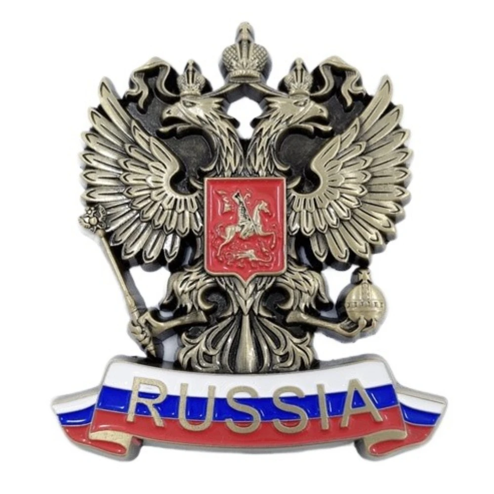 Russian Two-headed Eagle Emblem Badge National Flag Ribbon Detail Pin Style 1PC