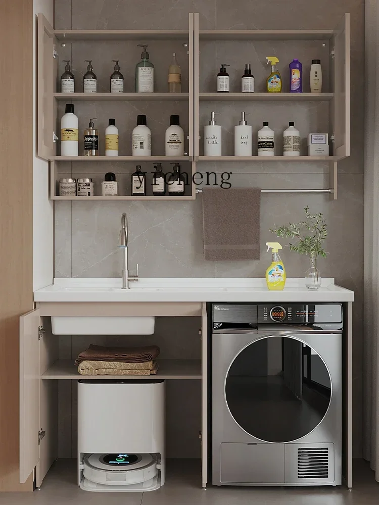 washing machine cabinet balcony significant other quartz stone laundry basin cabinet space aluminum