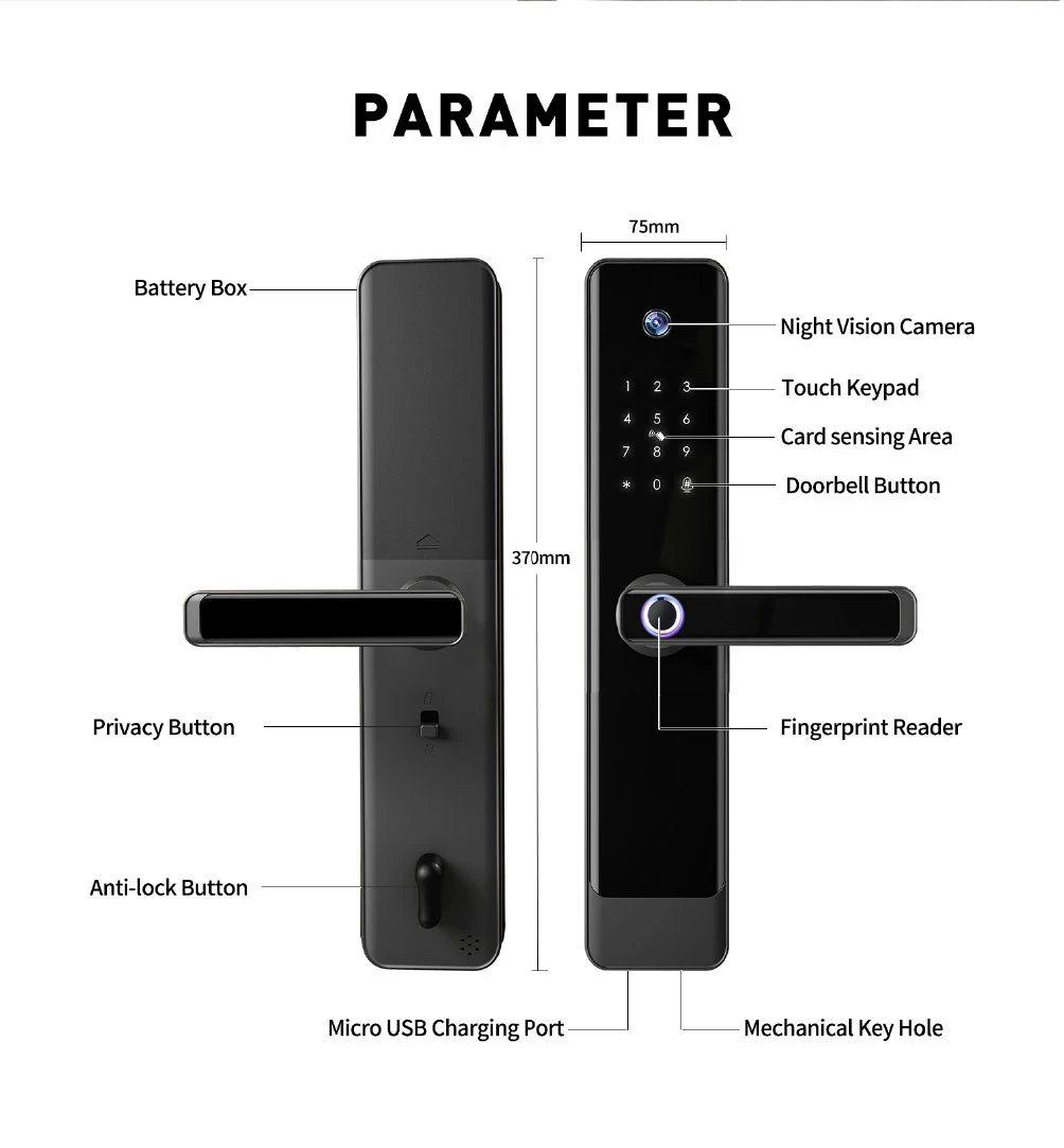 Peephole Cateye Camera Phone Video Remote Unlock Tuya WiFi 6068 7068 5572 6085 Card Keyless Digital Electronic Smart Door Lock