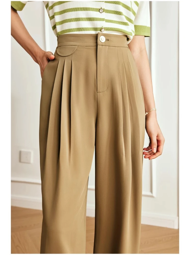 OLrain Summer Long Pants for Woman 2025 Office Ladies Slacks High-Waisted Comfort Straight Trousers Woman Clothes O23XK82351