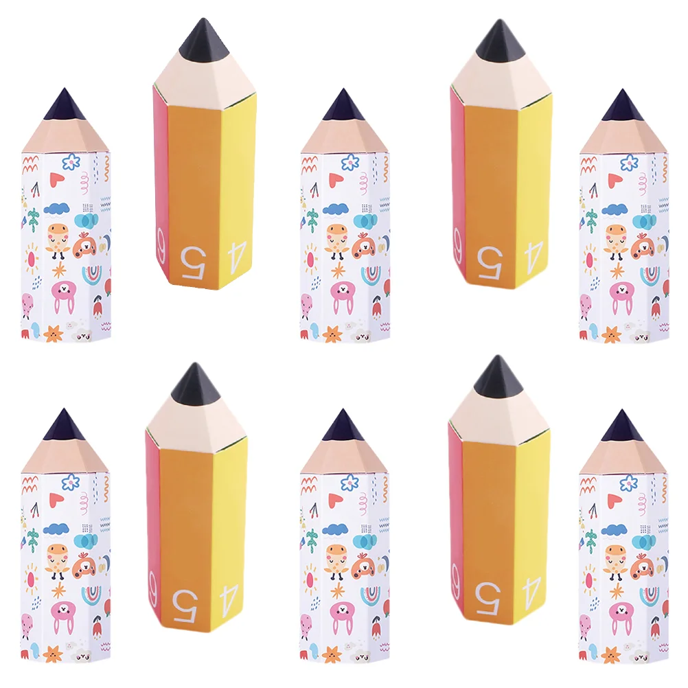 

10 Pcs Candy Box Colorful Kids Treat Pencil Shaped Party Supplies Gift Packaging Cartoon Design Safe Durable Paper Boxes