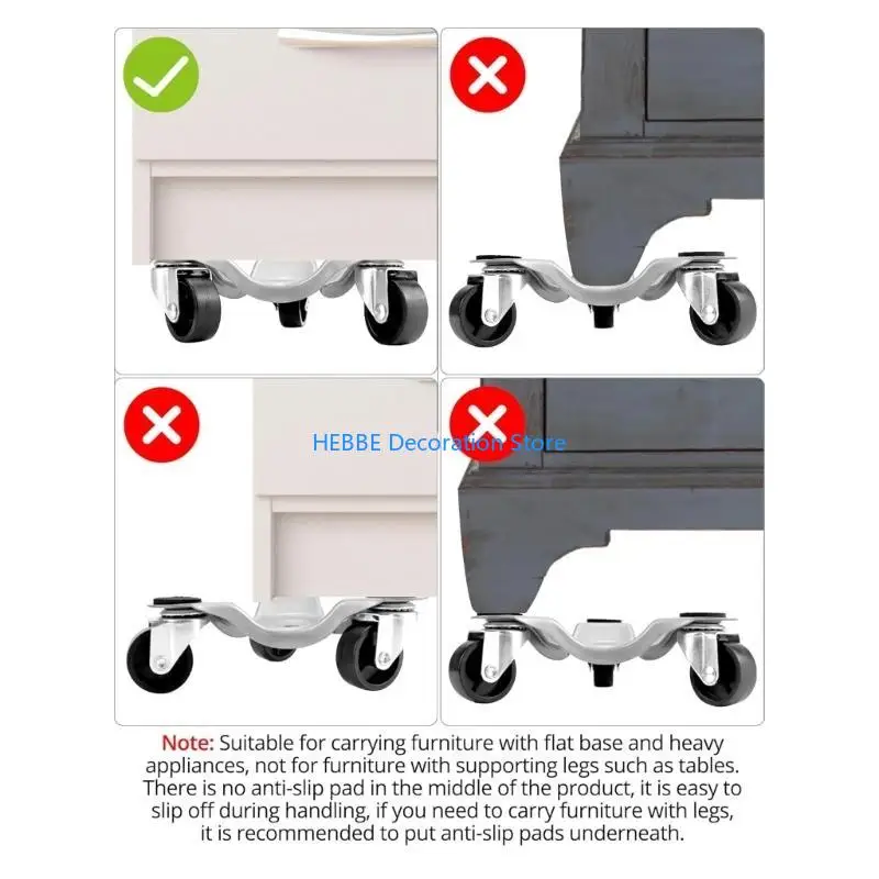 

B0KC Wheeled Steel Triangular Moving Dollies Tool For Heavy Items Home Warehouse Use