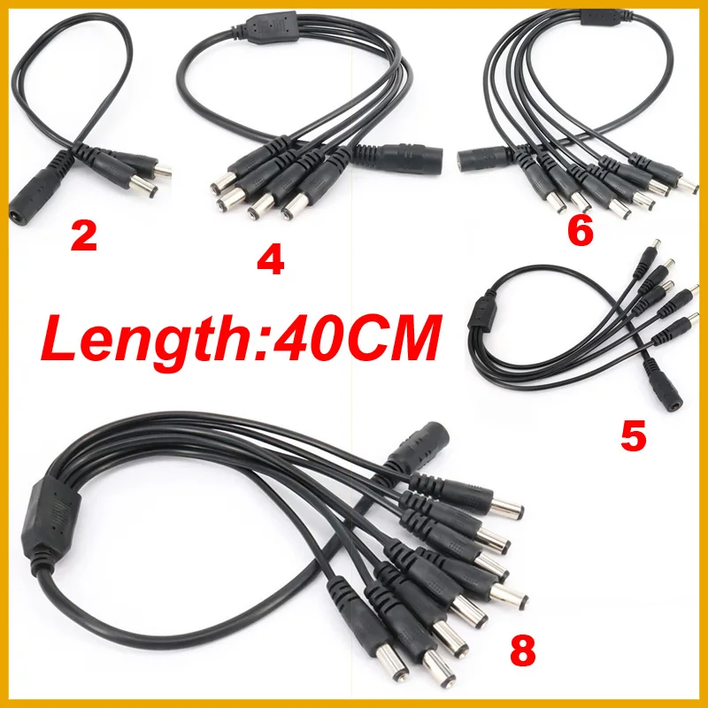 NEW 5.5* 2.1mm 1 to 2/3/4/5/6/8 Way DC Power Splitter Cable 5V 12V Power Adapter Connector Cord For LED Strip Lights CCTV Camera