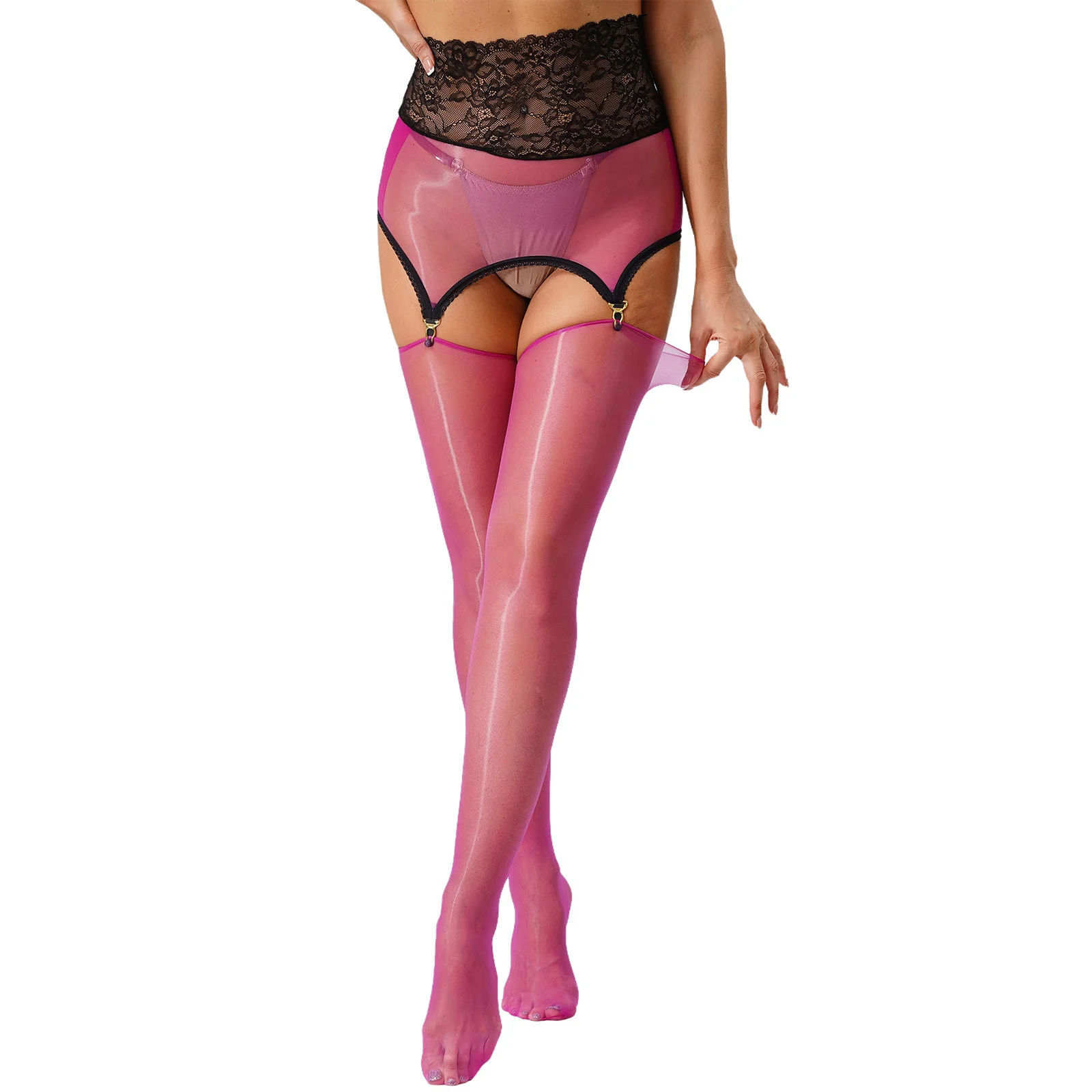 

Women See Through Garter Pantyhose Ultra Thin Open Crotch Stockings Suspenders Nightclub Bodystockings Footed Leggings Clubwear
