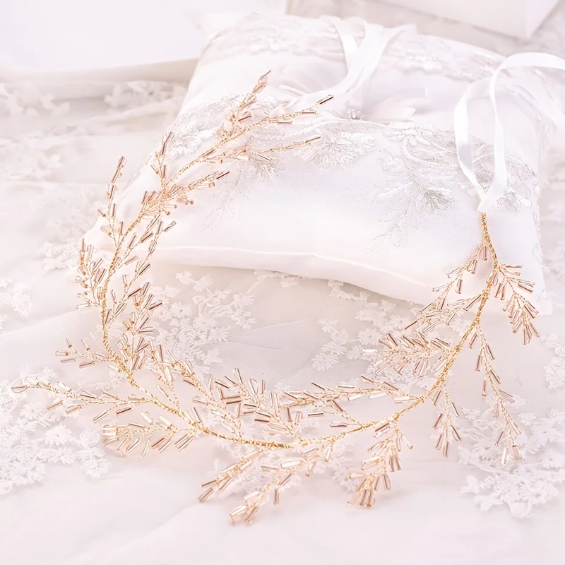 Gold Color Crystal Headband Hairband Tiara Party Rhinestone Hair Vine Bridal Wedding Hair Accessories Jewelry Vine Band Headband