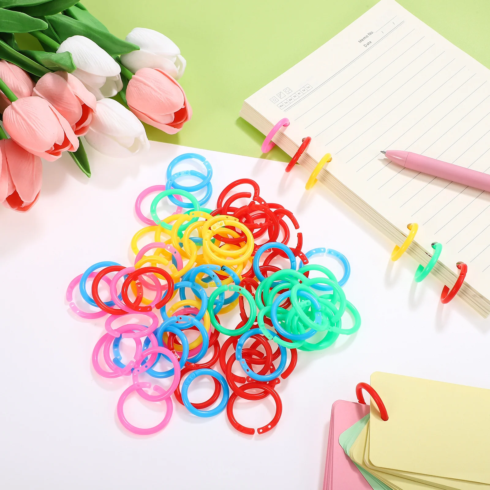 120pcs Plastic Binder Colorful Loose Leaf Book Rings For Office School Stationery Supplies Binding Rings Secure Closure