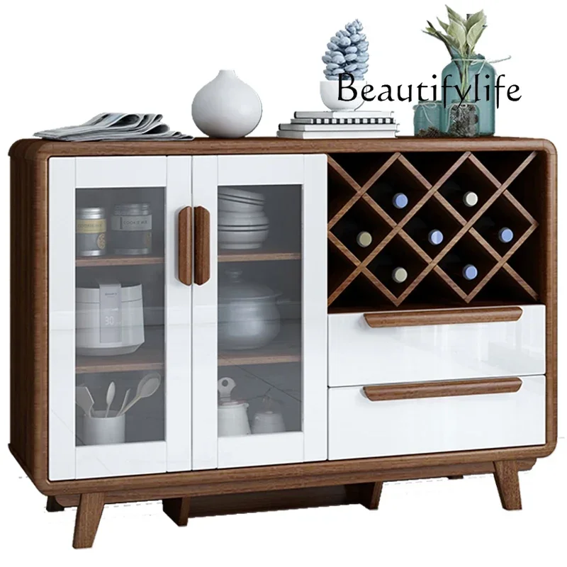 

Chinese side cabinet modern simple solid wood restaurant kitchen storage designer style high sense