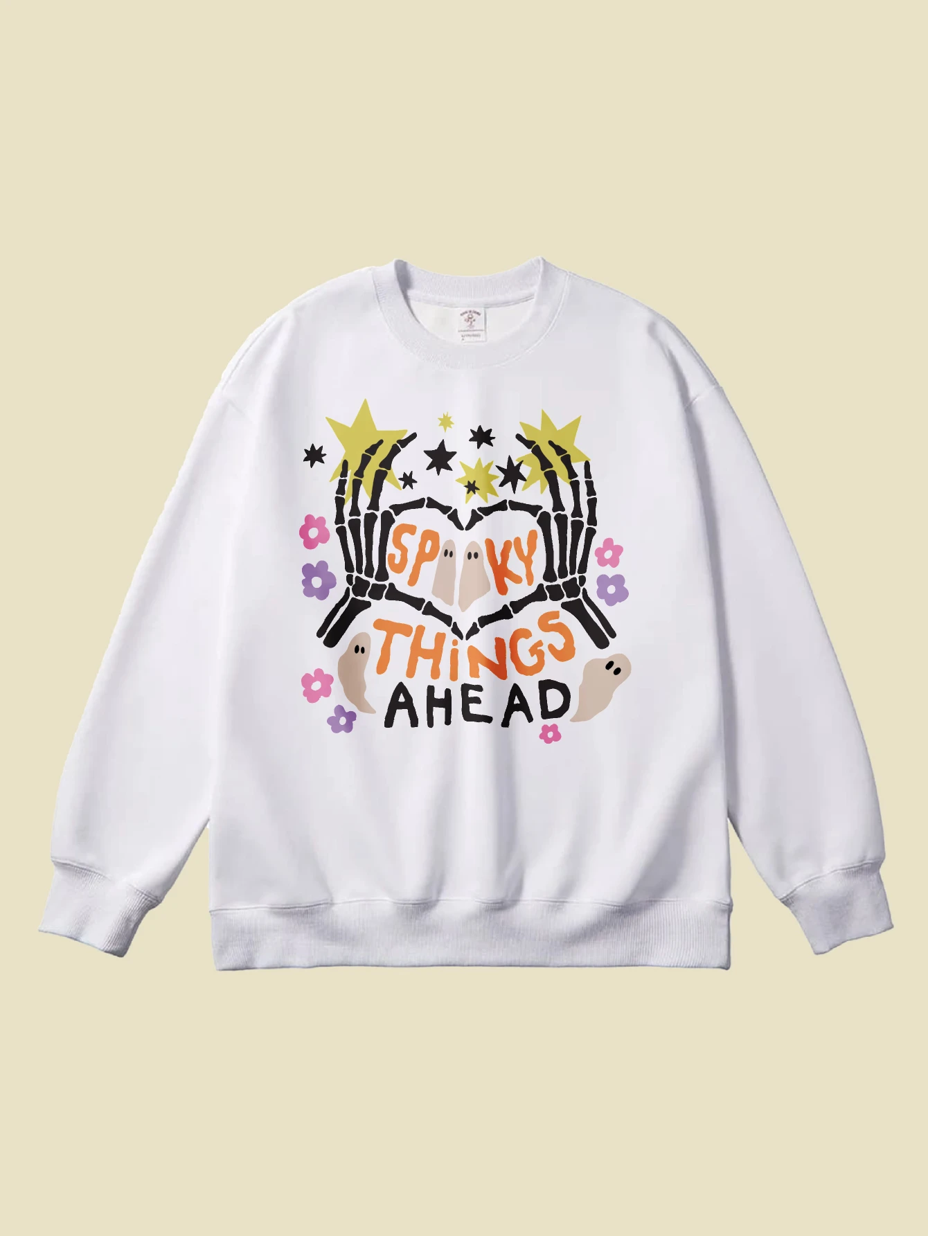 Boho Halloween Cozy Stylish Women’s Crew Neck Jumper Multi Color Loose Pure Cotton for Autumn Winter Halloween Sports Fashion