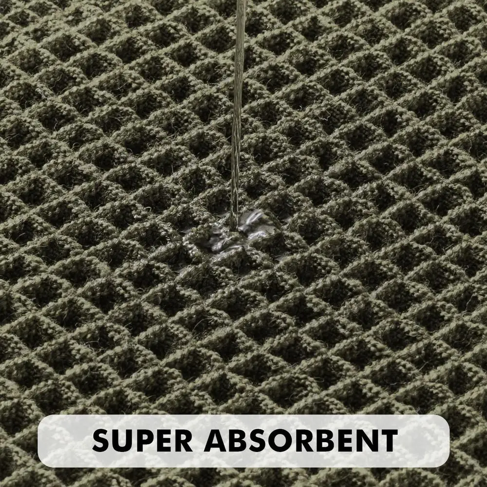 Boho Style Super Absorbent Shower Rugs, Non-Slip Rubber Backed, Washable Bath Mats, Green, 24x36 Inches