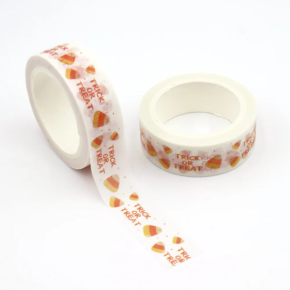 10pcs/lot 15mm x 10m Halloween Candy Trick or Treat Masking Adhesive Washi Tape organizer supplies masking tape sticker