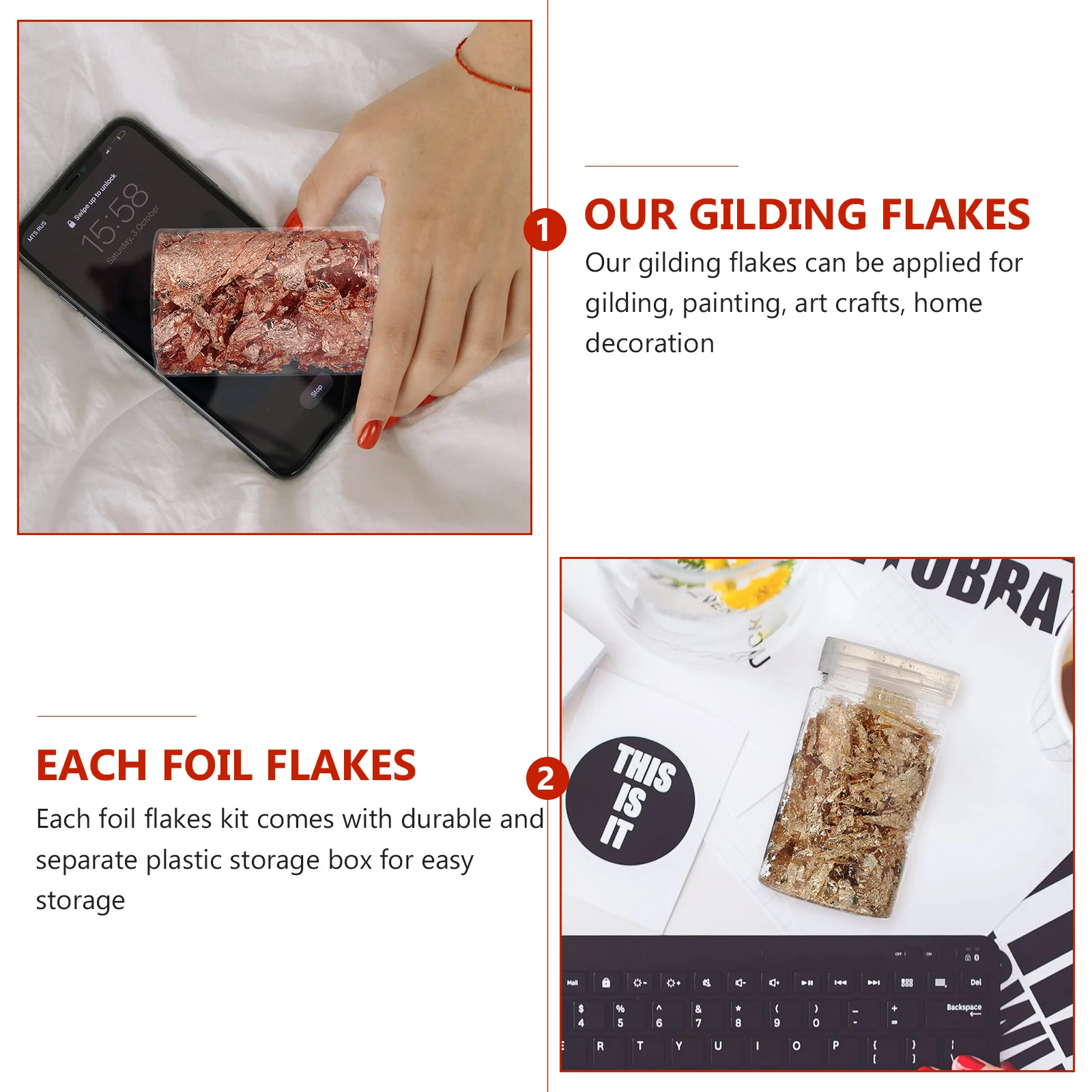 

3 Jars Gold Foil Flakes Metallic Nail Art Foil Leaves for Resin Jewelry Craft Nail Decoration Sequins Manicure Accessories