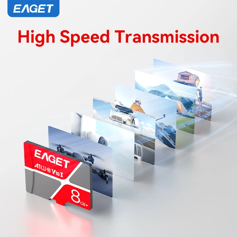 EAGET TF 메모리 카드 8GB 16GB 32GB 64GB U1 클래스 10 V10 속도 대시캠 보안 카메라 FHD 비디오 레코더용