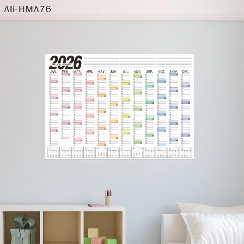 2026 calendário de parede folha de programação única anual pendurado na parede calendário em branco cinta memo planejador diário simples decoração do quarto