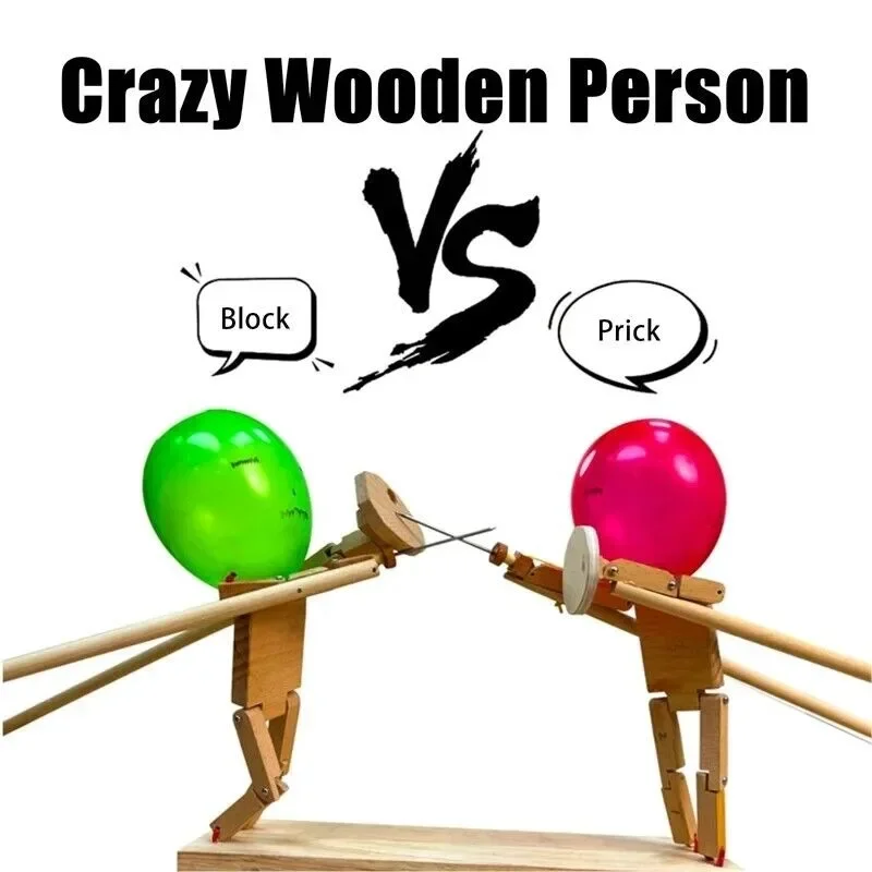 بالون معركة مصنوع يدويًا، سياج خشبي، رأس دمية، مقاتلة خشبية قابلة للنفخ، لعبة معركة بالون سريعة الهدم للاعبين