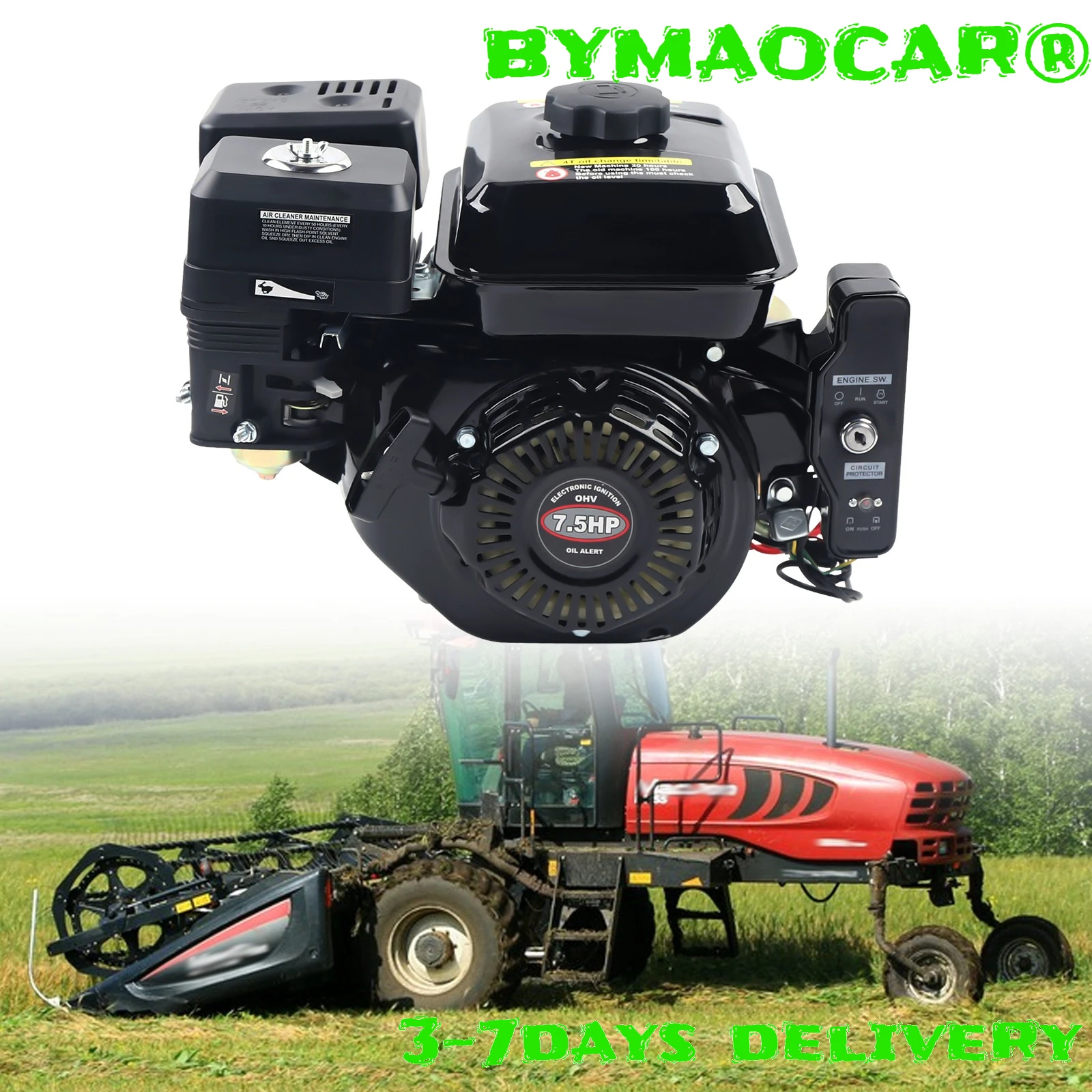 4-Stroke 7.5HP Gasoline Engine Motor, Go-kart Gasoline Engine Motor with Rotational Speed 3600rpm, 2.8 KW  Single Cylinder
