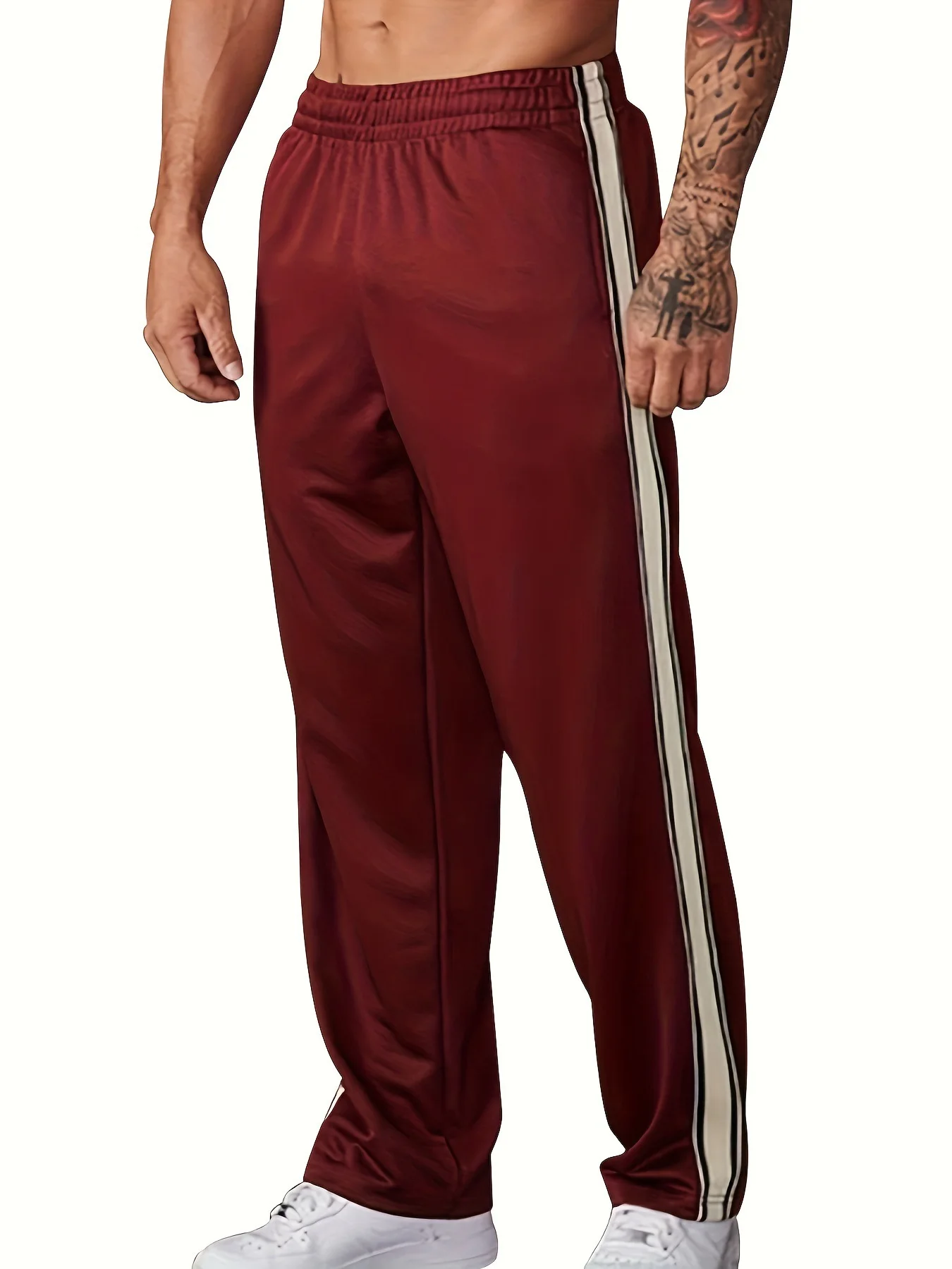 New Men's striped casual wide leg pants comfortable and soft spring and autumn fashionable sports pants trendy casual pants