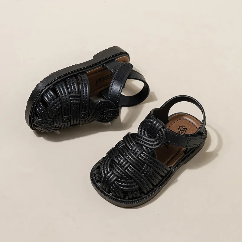 

Children Retro Roman Sandals Classic Summer Boys Girls Braided Flat Sandals Hollow-out Non-slip Outdoor Kids First Walker Shoes