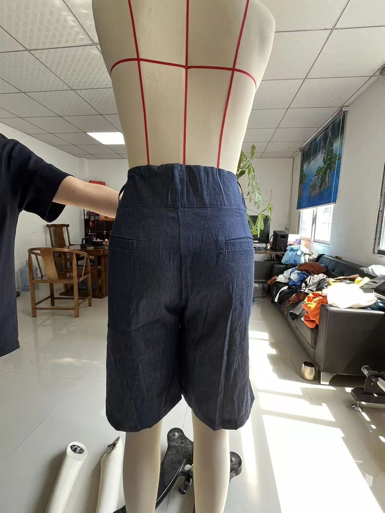 2026 Women's Indie Station Denim Shorts Asymmetric Five-Quarter Length High Waist Loose Fit Summer Season  Fabric