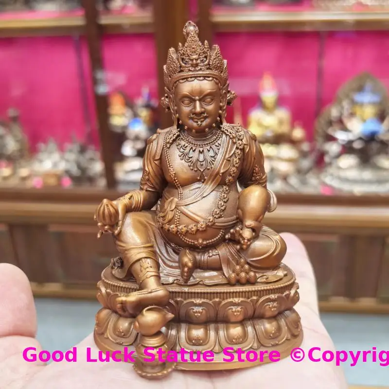 high quality Rare Buddha statue Yellow Jambhala the god of wealth tibet buddhist altar supplies family temple worship 10cm