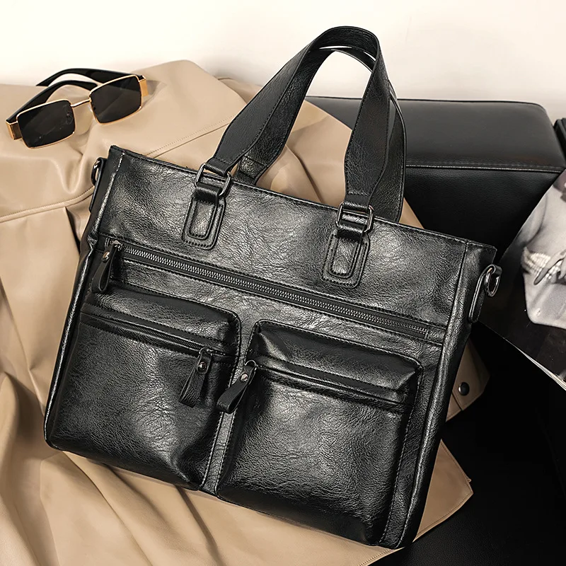 

Деловая сумка, мужская сумка с несколькими карманами, сумки с верхней ручкой, мужская роскошная мягкая сумка из искусственной кожи, сумка через плечо, большая вместительная сумка для ноутбука