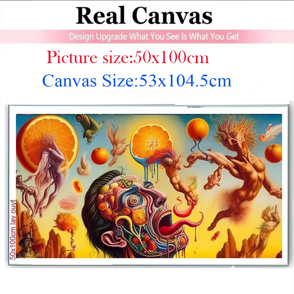 Vibrant Psychedelic Man Orange Diy 5D Diamond Painting Surreal Fantasy Portrait Full Diamond Art Mosaic Craft for Home Decor