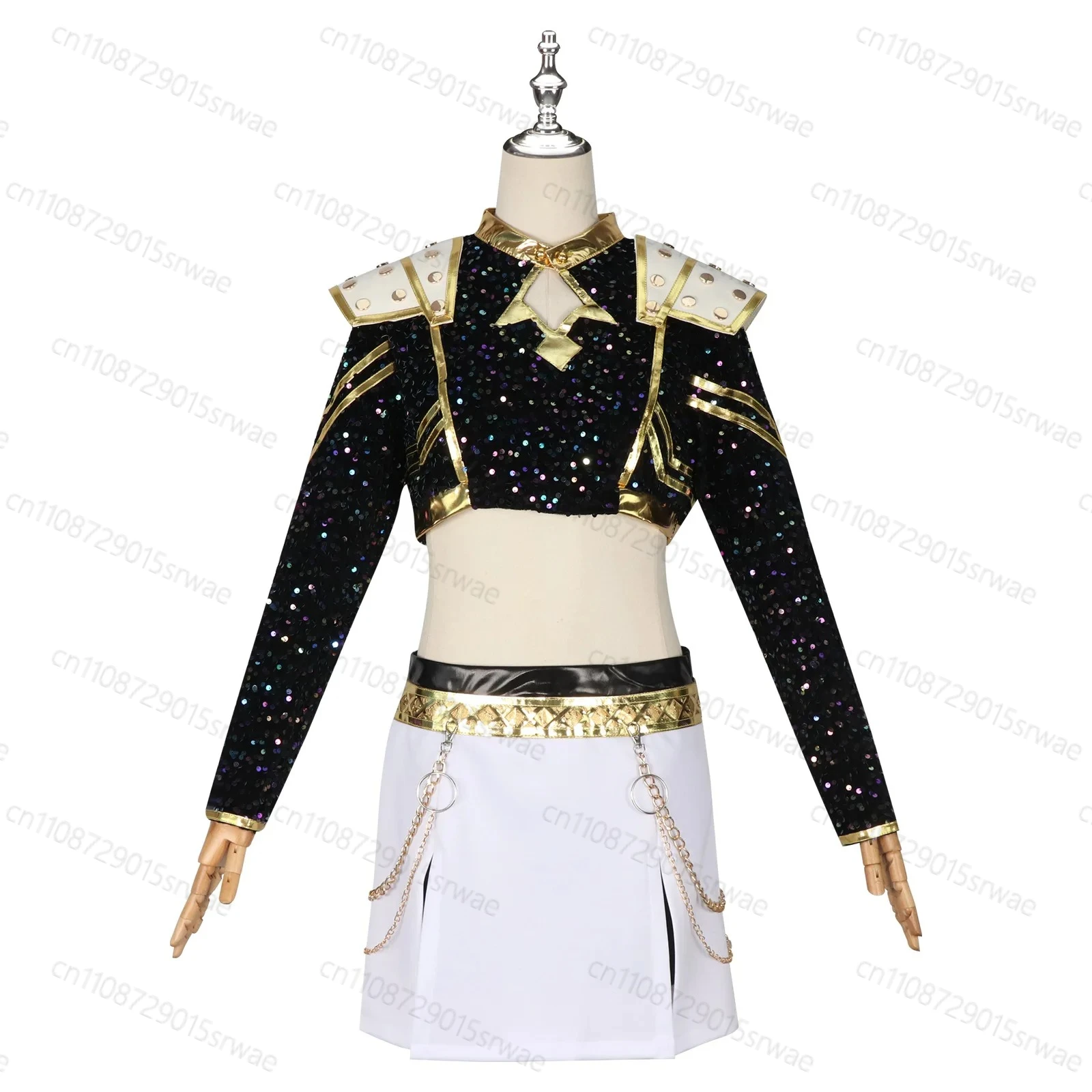 الكبار الاطفال Kpop شيطان الصيادين زوي ميرا تأثيري حلي القوطية موحدة المرحلة الملابس الأسود الذهبي مجموعة الزي للمرأة زي