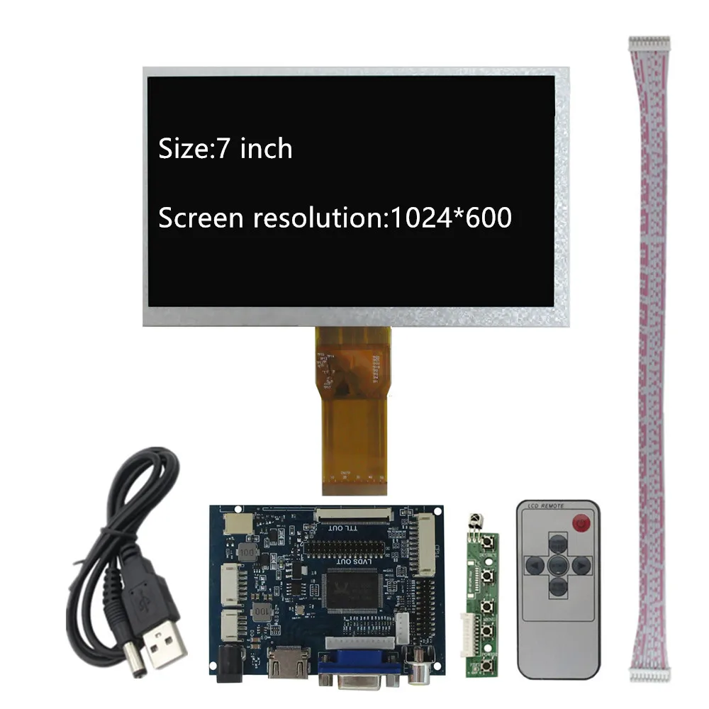 

7-inch screen LCD display driver control board HDMI-compatible Raspberry Pi PC laptop display module portable mini computer