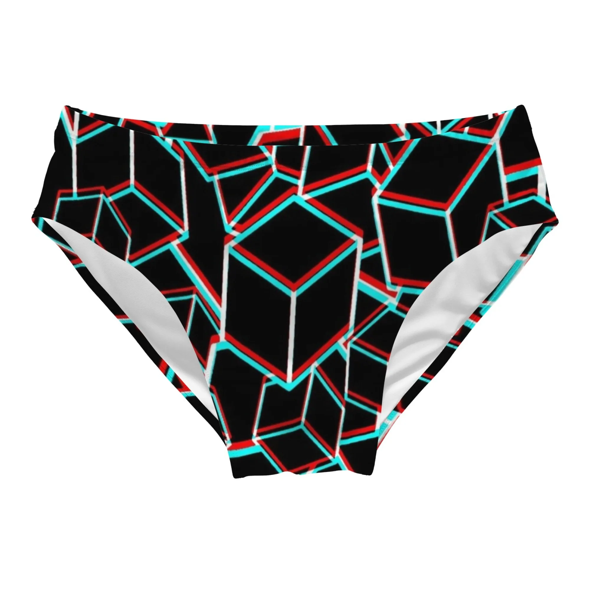 Stylish and unique geometric 3D-style men's swim trunks comfortable and non-slip briefs sexy beach and surf shorts holiday gifts