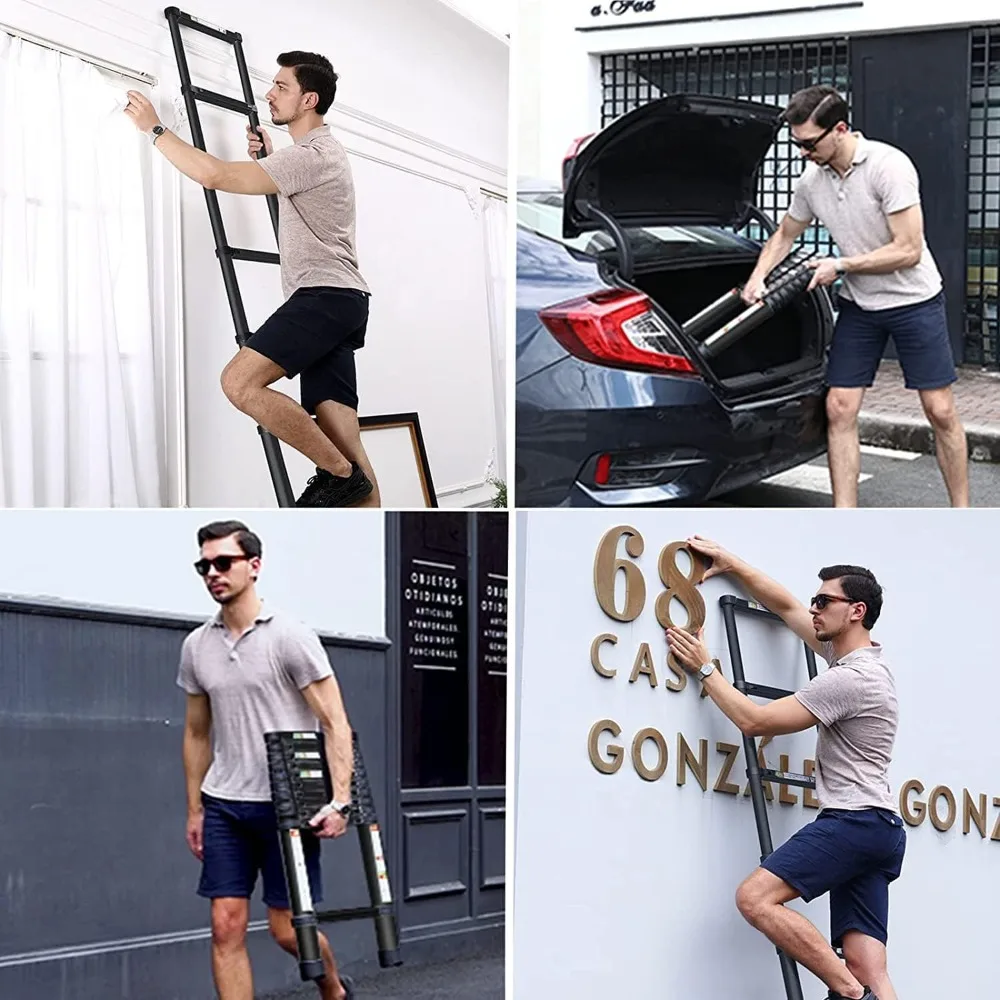 

Телескопическая лестница 20,3 фута и чердачная лестница, прочный алюминий с нескользящими ножками, грузоподъемность 330 фунтов для автофургонов, чердаков