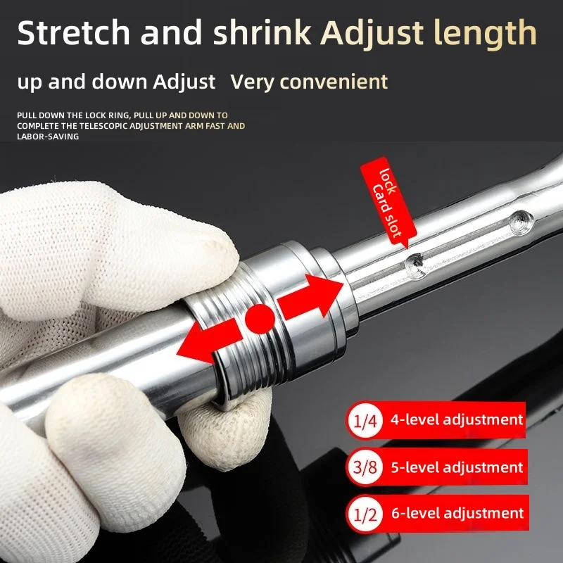 Telescopic 72-Tooth Ratchet Wrench, 1/4\