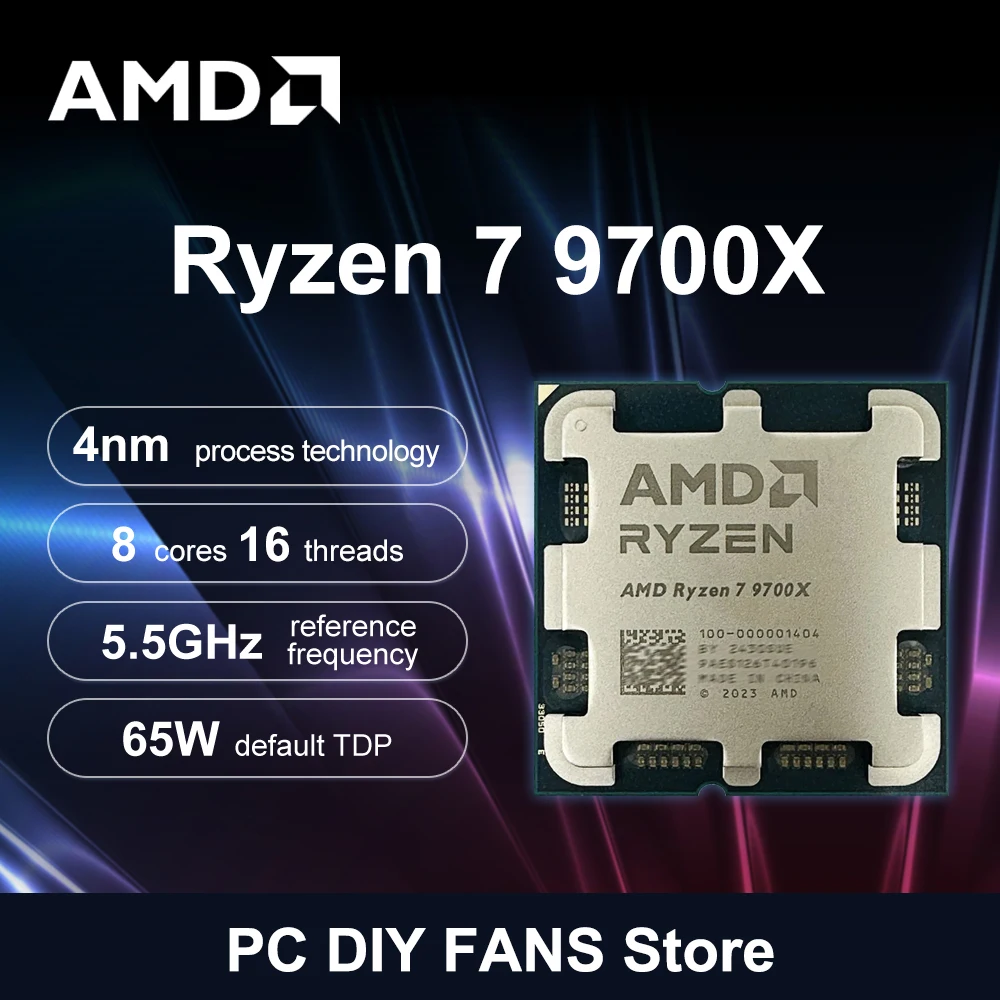 Novo processador amd ryzen 7 9700x r7 9700x 5.5ghz 8 núcleos 16 threads 40mb cache de jogo 4nm tdp 65w soquete am5 cpu de jogos zen 5 sem ventilador