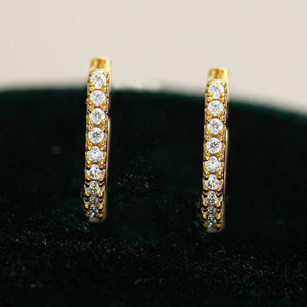 

JoyceJelly full Moissanite Earrings for Women S925 Sterling Silver jewelry 18K Gold Plated Classic Ear-studs Straight Row Gifts